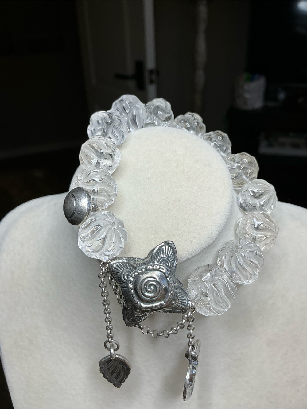 Nine Tail Fox Clear Quartz Gold Rutile Beads with 999 Silver Star Accent - Picture 6 of 9